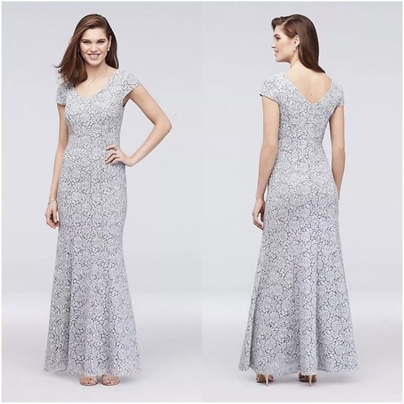 Alex Evening Wear 4 Elegant Gray Lace Evening Gown Mermaid formal NWT - Picture 3 of 12